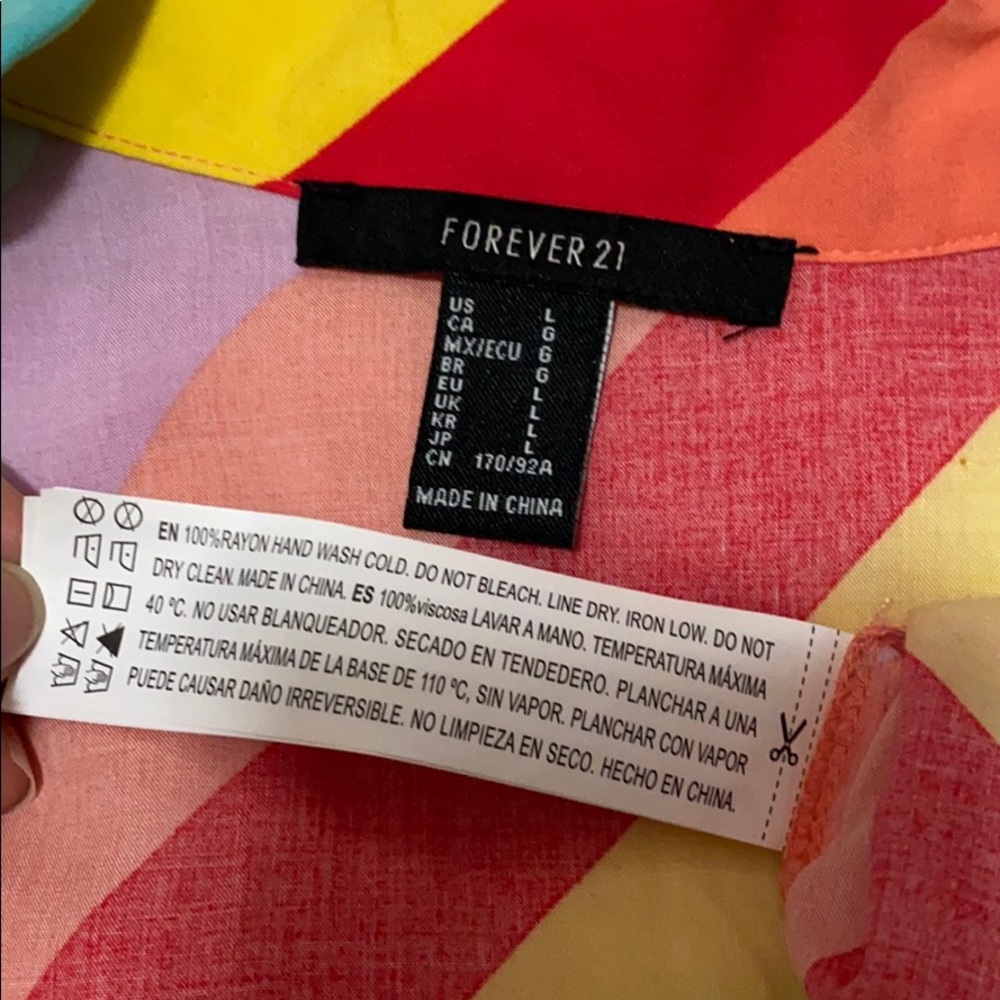 Forever 21 • Rainbow Candy Striped Cropped Button Up - Picture 3 of 12